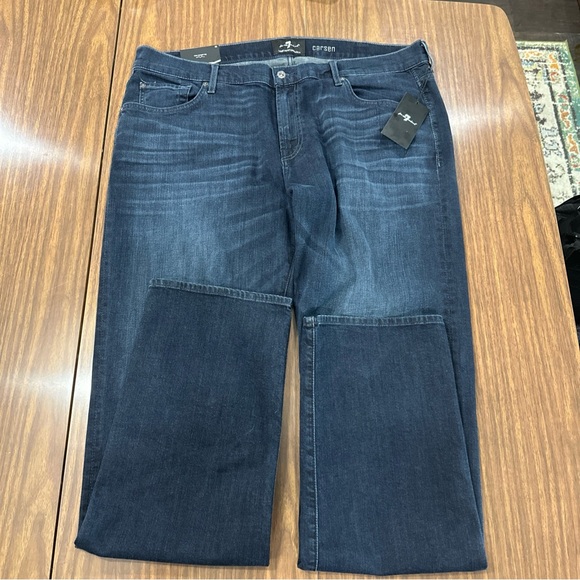 NWT Seven For All Mankind Carsen Jeans Mens 40 Dark Wash Relaxed Straight Leg